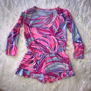 Lilly Pulitzer Mini Fanning Romper in Oh My Guava